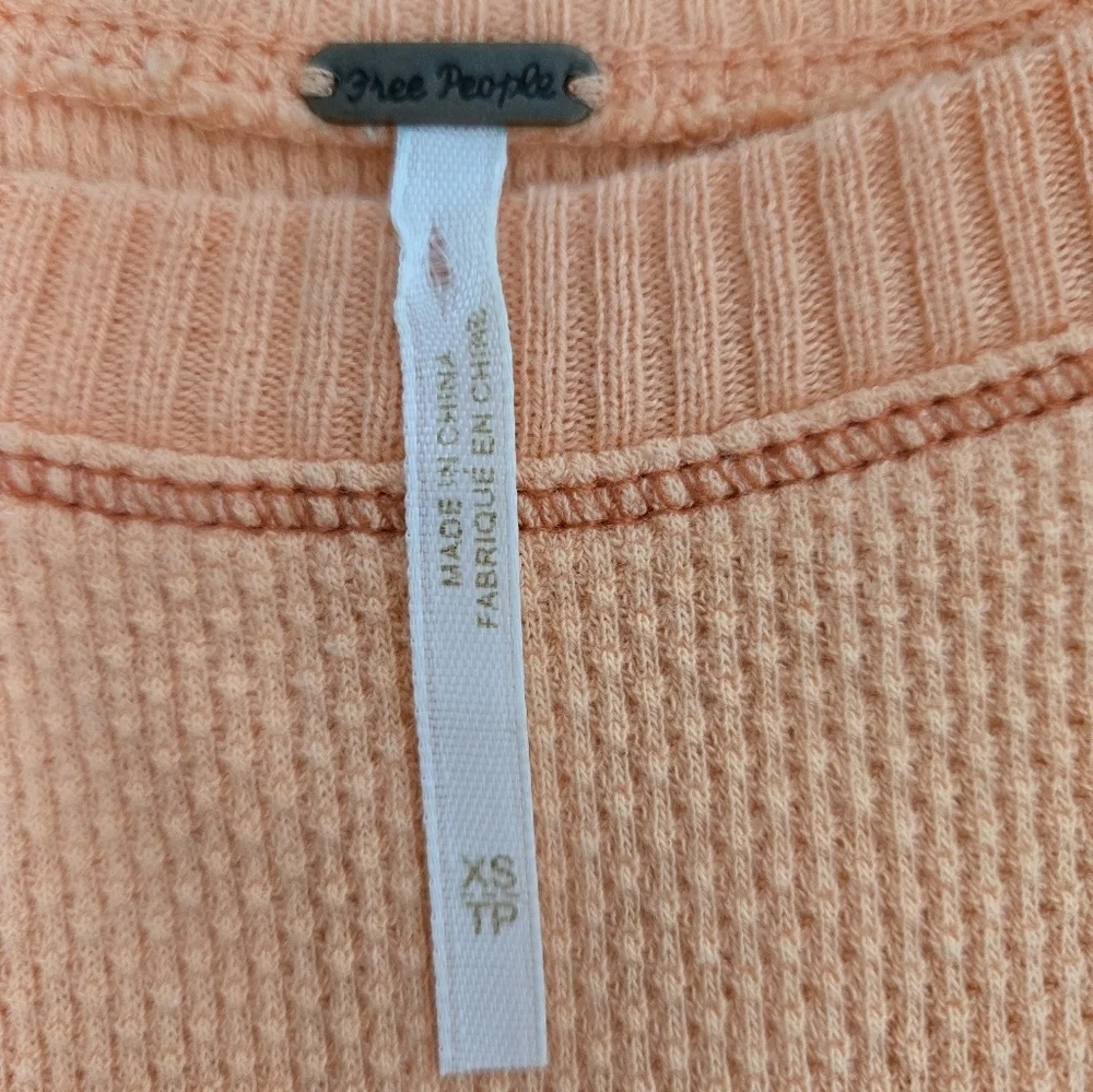 Free People In The Mix‎ Cuff Thermal Top In Desert Orange Knit Crochet size XS
